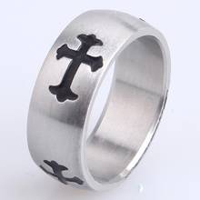 8 мм черный резной крест 316l нержавеющая сталь палец кольца для мужчин и женщин оптом 2024 - купить недорого