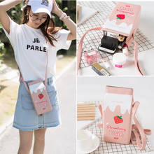 Fashion Milk Strawberry Patten Mini Shoulder Bag for Women PU Leather Phone Pocket Ladies Crossbody Bag Female Messenger Purse 2024 - buy cheap