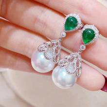 D526 Pearl Earrings Fine Jewelry 925 Sterling Silver 12-13mm Nature Fresh Water White Pearls Drop Dangle Earrings for Women 2024 - buy cheap