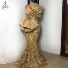 Gorgeous Aso Ebi Evening Dresses Gold Lace Formal Prom Dress Plus Size African Women Event Party Gowns vestidos de fiesta 2024 - buy cheap