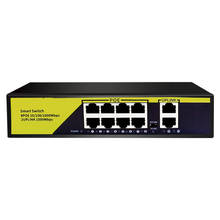 Conmutador Gigabit POE de 10 puertos, conmutador de red de 48V, VLAN, 10/100/1000Mbps, 8 poe, 1000M, 2 puertos de enlace ascendente para cámara IP CCTV, AP inalámbrico 2024 - compra barato