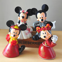 8CM Cartoon Mickey Mouse Minnie Marry Action Figures Toys China Red Wedding Presents Dolls Christmas Gifts 2024 - buy cheap