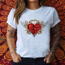 LOVE STORY Broken Heart Print T-Shirt Women 2021 New Harajuku Gothic T Shirt Short Sleeve Tops Casual Clothing Fashion Tshirt 2024 - buy cheap