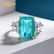 Jewepisode Solid Silver 925 Jewelry Ring Simulated Moissanite Paraiba Tourmaline Gemstone Rings for Women Cocktail Party Gifts 2024 - buy cheap