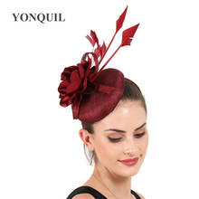 Faixa de casamento sinamay nice fascinator, alta qualidade, 4 camadas, flor, chapéus de fedora, moda para mulheres elegantes, eventos 2024 - compre barato