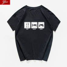 Eat Sleep Game, футболка для смешной геймер, игровой подарок, топ, Повседневная саркастическая Мужская крутая хлопковая креативная уличная футболка, мужская одежда 2024 - купить недорого