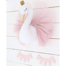 Coroa dourada cisne parede pendurado decoração flamingo ballet tule boneca cisne brinquedos de pelúcia cabeça animal decoração da parede do quarto bebê presente 2024 - compre barato