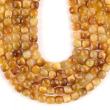 Natural Gem Golden Tiger Eye Faceted Square Beads For Jewelry Making DIY Needlework Loose Spacer Stone Beads Bracelet Charms 15” 2024 - buy cheap