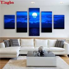 Mosaico cuadrado completo, pintura de diamantes 5d, paisaje de nubes azules y Luna, bordado de diamantes 5d diy, pasatiempos y manualidades, decoración del hogar, 5 uds. 2024 - compra barato