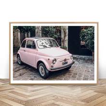 Quadro rosa arte da parede do carro, pintura em tela de palmeira, pôster vintage com impressões no painel, para decoração de casa e sala de estar 2024 - compre barato