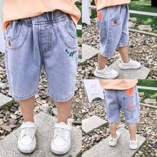 Children's denim pants 2021 summer new boys' fashion embroidered five-point pants boys cross-border pants 2024 - buy cheap