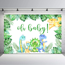 Cute Dinosa Baby Shower Backdrop Green Leaf Animal 1st Birthday Party Photography Backdrops Dessert Table Decorations Props 2024 - buy cheap