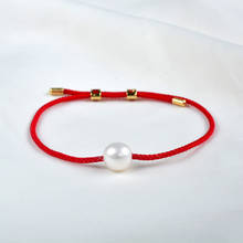 ZHIXI Real Natural Freshwater Pearl 8-9mm Round White Pearl Hand-Woven Red Rope for Women Fine Jewelry Gifts B576 2024 - buy cheap
