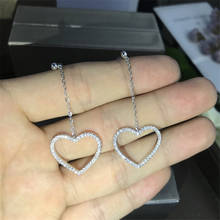 Heart shape Lab Diamond Dangle Earring Real 925 sterling silver Jewelry Long Party Wedding Drop Earrings for Women Bridal 2024 - buy cheap