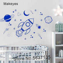Makeyes-calcomanías de pared de cohete espacial para niños, pegatinas de pared de diseño de vinilo, decoración de dormitorio, barco del universo, Q591 2024 - compra barato
