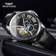 Men's Automatic Mechanical Leather Watches Top Brand Waknoer Relogio Masculino Wristwatch Business Hours Male Montre Saati Hours 2024 - buy cheap