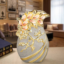Jingdezhen esfregaço decorativo de cerâmica vaso de flores para decoração de casa enfeites dourados europeus artesanatos gabinete de tv fosco 2024 - compre barato