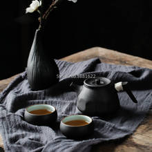Черный керамический чайник с 2 чашками, чайный сервиз, китайская посуда чайные наборы кунг-фу 2024 - купить недорого