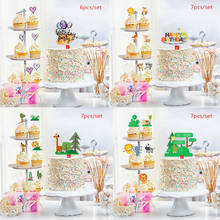 Decoração para bolo de feliz aniversário com animais, decoração de bolo leão girafa elefante bandeiras para aniversário de crianças chá de bebê, 1 conjunto 2024 - compre barato