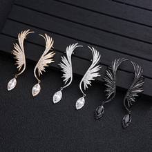 Luxury Geometric Big Feather Wing Full Mirco Setting Cubic Zirconia For Women America Wedding Earring Fashion Jewelry  E7656 2024 - buy cheap