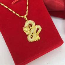 Micro Paved Zirconia Dragon Shaped Pendant Chain Yellow Gold Filled Womens Mens Pendant Necklace 2024 - buy cheap