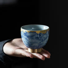 Qingyun-taza grande de cerámica con suela de cobre, vaso Maestro de Kung Fu de una sola taza de horno, cerámica gruesa colorida, China 2024 - compra barato