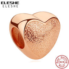 100% 925 Sterling Silver Rose Gold Heart Charm Forever Love Bead Fit Original Bracelet Necklace DIY Jewelry Berloque 2024 - buy cheap