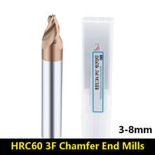 BEYOND Solid Carbide Chamfer End Mills 2° 3° HRC60 3 Flutes Tungsten Steel Taper Inclined Cutter CNC Lathe 3-8mm Milling Cutter 2024 - buy cheap