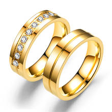 Обручальное кольцо изысканной из нержавеющей стали с золотым покрытием Циркон кольцо любви драгоценные изделия Commitment обручальное кольцо Обручение аксессуары 2024 - купить недорого