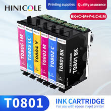 Hinicool-cartucho de tinta para impresora Epson Stylus, T0801-T0806, P50, T59, R265, 270, 285, 290, 360, 585, RX560, 610, 650, 685, PX650W 2024 - compra barato