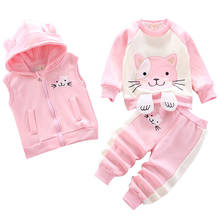 Kids Sports Suits 2021 Autumn Winter New Baby Girl Boy Suit Thicken Baby Set Cartoon Kitten 3ps Children's Clothing 0 To 6 Years 2024 - buy cheap