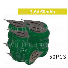 50pcs/lot 3.6V 60mAh Ni-CD nickel cadmium battery data backup battery memory cell PLC industrial batteries 2024 - buy cheap