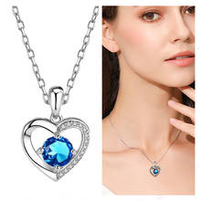 Colar com pingente de pedra azul brilhante, colar feminino de prata esterlina 925 pura, acessórios para clavícula feminina 2024 - compre barato