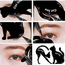 Best Deal 2Pcs Women's Cat Line Pro Eye Makeup Tool Eyeliner Stencils Template Shaper Model eyebrow definition shaping D301104 2024 - buy cheap