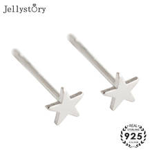 Jellystory-pendientes de plata de ley 925 para mujer, aretes pequeños con forma de estrella, regalo de compromiso de boda, joyería para Piercing 2024 - compra barato