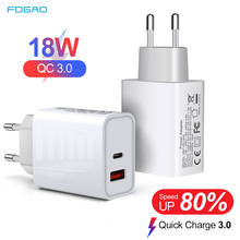 FDGAO PD 18W Fast Charging Usb C Charger for iphone 13 12 Mini Pro MAX 11 XS XR X 8 Plus Dual Quick Charge 3.0 For iPad air 2021 2024 - buy cheap