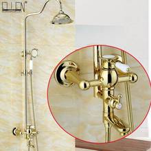 Vidric Bathroom Rain Shower Set Luxury Gold Brass Wall Mounted Bath Shower Rainfall Faucets with Hand Shower Kits Set ELS2008 2024 - buy cheap