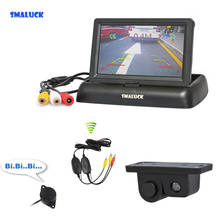 SMALUCK-Monitor de seguridad plegable para coche, Kit de sistema de aparcamiento con Sensor de Radar, cámara impermeable, inalámbrico, 4,3 pulgadas 2024 - compra barato