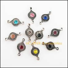 Fashion 30Pcs New Eye Charms Tibetan Silver Tone Retro Mixed Crystal Connectors 8x16mm 2024 - buy cheap