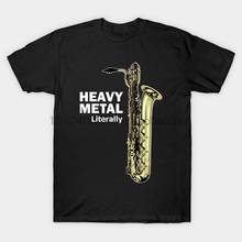 Camiseta de manga corta para hombre, camisa de saxofón barítono de Metal pesado, con cuello redondo 2024 - compra barato