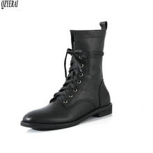 Новые стильные черные сапоги для верховой езды, женские сапоги из натуральной кожи, женские сапоги на шнуровке, женская обувь из воловьей кожи, размер 34-40 2024 - купить недорого