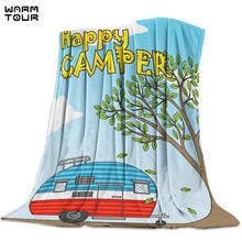 Vintage Caravan Printed Nap Blanket Soft Comfortable Velvet Plush Cartoon Blankets Warm Sofa Bed Sheets 2024 - buy cheap