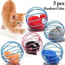 5pcs Cat Toy With Bell Mouse Cage Toys Mice Cat Toys Kitten Play Ball Toy Pet Supplies Random Color Toys for Cats 2024 - buy cheap