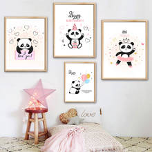 Cartoon Panda Bubble Numbers Animals Wall Art Canvas Painting Nordic Posters And Prints Wall Pictures Kids Room Nursery Decor 2024 - buy cheap