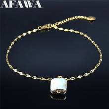 Afawa pulseira feminina com pedra natural, pulseira fashion 2021 para mulheres, cor dourada, joias com ponta tobillera a64s04 2024 - compre barato
