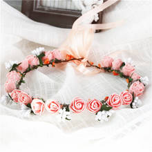 Flower Head With Ribbon Small Flower Wreath Flower Crown Hair Wreaths Headband For Girls Wedding Party Travel Photography 2024 - buy cheap