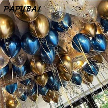 10pcs Gold Blue Metallic Luster Balloons Confetti Ballons Birthday Wedding Party Decors Kids Adult Globos Easter Party Supplies 2024 - buy cheap
