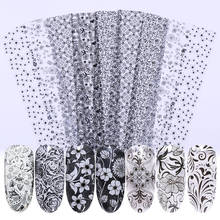 1Roll/Box Nail Foils Lace Black White Flower Series Mixed Size Nail Art Transfer Sticker Decals Nail Art Design Decoration 2024 - buy cheap