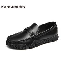 KANGNAI Men Loafers Moccasins Casual Flat Cow Leather Slip-On Comfortable Driving Shoes Male Metal Decor Shoes 2024 - buy cheap