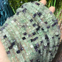 Grânulo de pedra natural colorido fluorite grânulos facetado quadrado solto contas para fazer jóias diy pulseira colar acessórios 2024 - compre barato